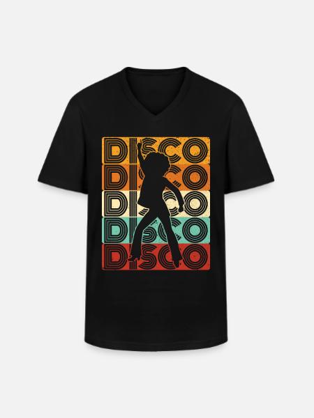 70-talet Disco 80-talet Disco Party Outfit DiscoTheque - T-shirt med V-ringning herr - svart