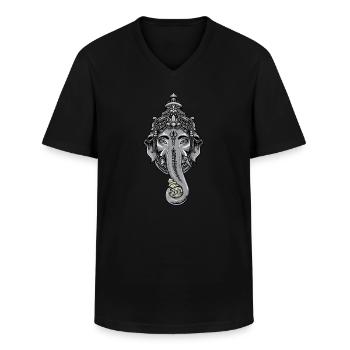 Ganesha I Hinduism Buddhism Motif for - Men's V-Neck T-Shirt - black - Front - AI Model Male 178 dark (178cm)