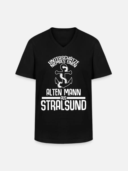 Stralsund Stralsunder - Männer-T-Shirt mit V-Ausschnitt - Schwarz