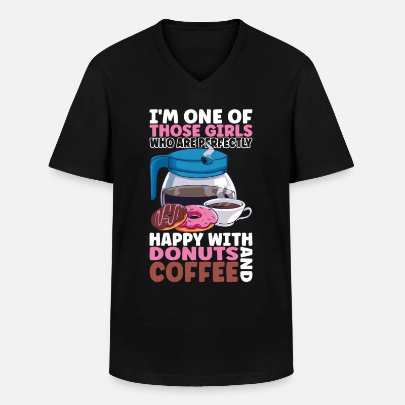 Kaffee Donuts - Männer-T-Shirt mit V-Ausschnitt - Schwarz