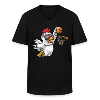 Huhn Spielt Basketball Spieler Spiel Lustig Hühner - Männer-T-Shirt mit V-Ausschnitt - Schwarz - Vorne - AI Model Male 178 dark (178cm)
