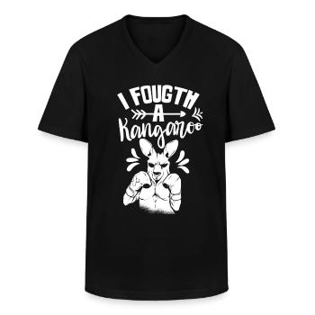 Je me suis battu avec un kangourou kangourou - T-shirt col V Homme - noir - Devant - AI Model Male 178 dark (178cm)