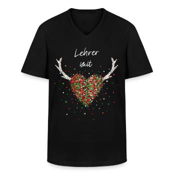 Lehrer mit Herz Klassenlehrer Weihnachtsfeier - Männer-T-Shirt mit V-Ausschnitt - Schwarz - Vorne - AI Model Male 178 dark (178cm)