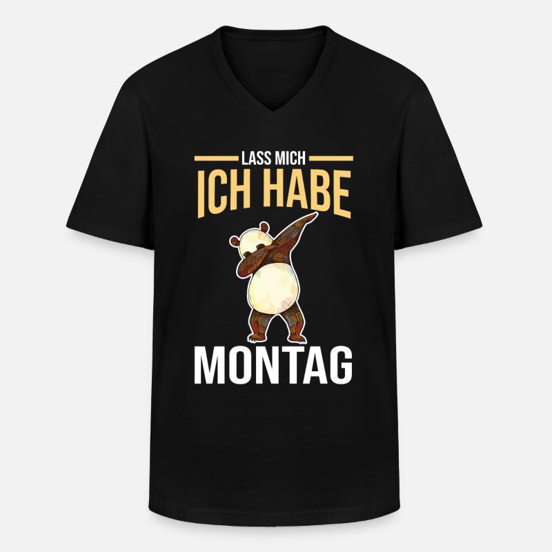 Mama Mutter Panda - Männer-T-Shirt mit V-Ausschnitt - Schwarz