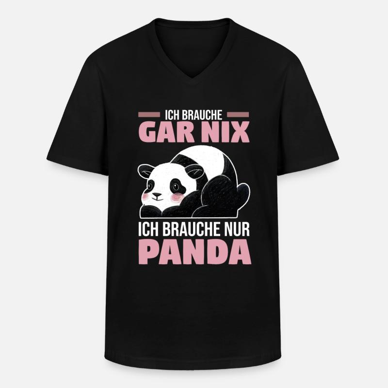 Panda - Männer-T-Shirt mit V-Ausschnitt - Schwarz