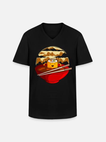Kawaii Sushi Ramen Japanese - Men's V-Neck T-Shirt - black