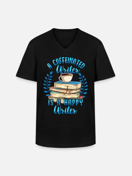 A Caffeinated Writer Coffee - Men's V-Neck T-Shirt - black