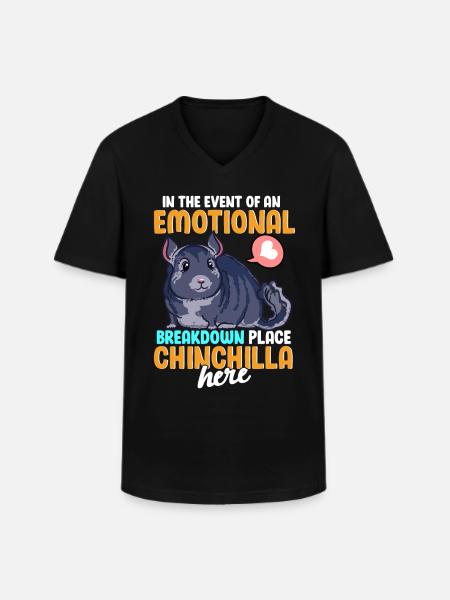 Funny Emotional Breakdown Chinchilla - Men's V-Neck T-Shirt - black