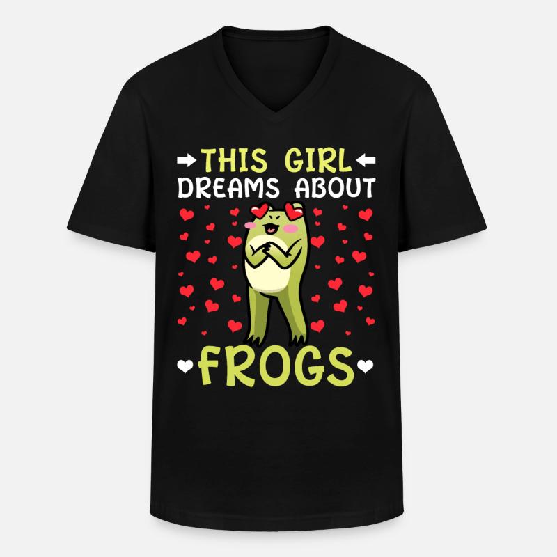 Frosch Mädchen - Männer-T-Shirt mit V-Ausschnitt - Schwarz