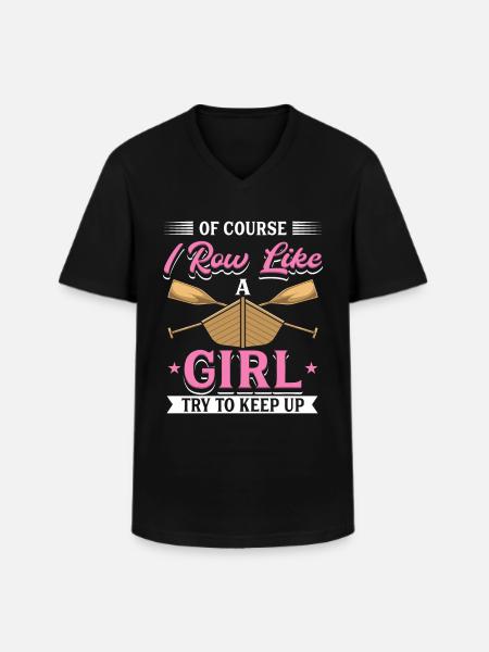 Je rame comme une rameuse - T-shirt col V Homme - noir