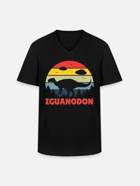 Iguanodon Dinosaur - Männer-T-Shirt mit V-Ausschnitt - Schwarz