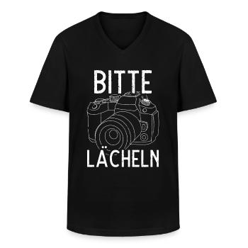 Bitte Lächeln - Männer-T-Shirt mit V-Ausschnitt - Schwarz - Vorne - AI Model Male 178 dark (178cm)