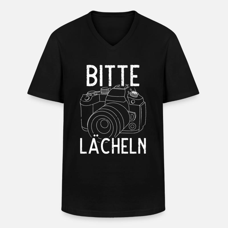 Bitte Lächeln - Männer-T-Shirt mit V-Ausschnitt - Schwarz