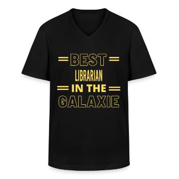 Best Ever IN THE GALAXIE LIBRARIAN - Men's V-Neck T-Shirt - black - Front - AI Model Male 178 dark (178cm)