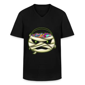 Sweets Bucket Scary Mummy Sweets Collecting On - Männer-T-Shirt mit V-Ausschnitt - Schwarz - Vorne - AI Model Male 178 dark (178cm)