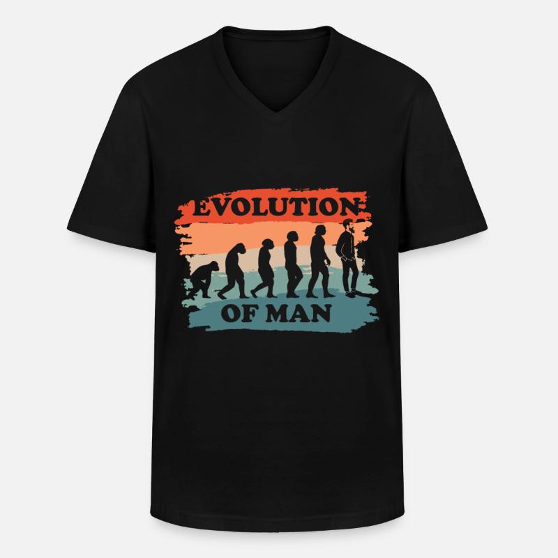 Evolution des Mannes - Männer-T-Shirt mit V-Ausschnitt - Schwarz