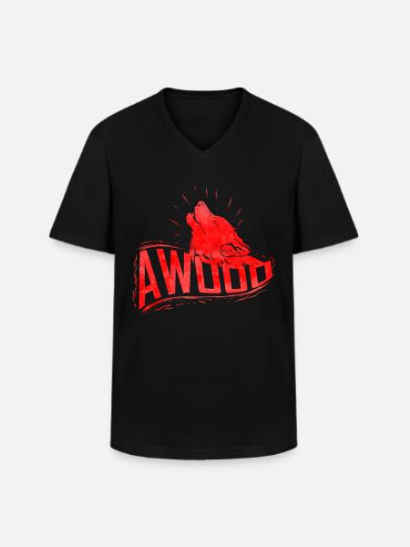 Howling Wolf Awooo Halloween - Men's V-Neck T-Shirt - black