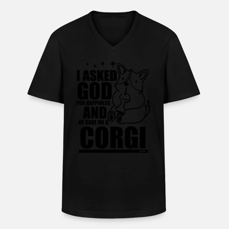 Corgi Dio Cane Amore - Maglietta da uomo classica con scollo a V - nero