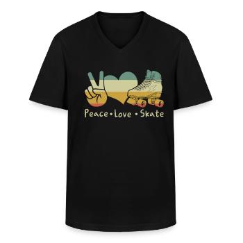 Inline Skaters - Men's V-Neck T-Shirt - black - Front - AI Model Male 178 dark (178cm)