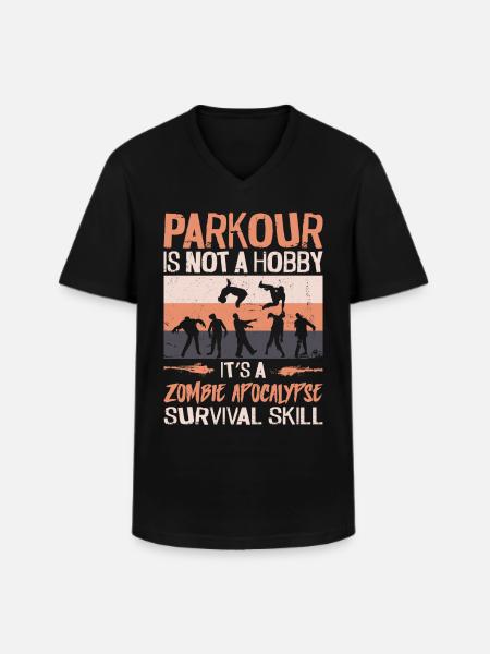 Parkour Free Running Traceur - Men's V-Neck T-Shirt - black