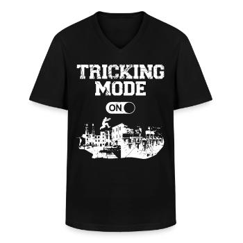 Parkour Free Running Traceur - T-shirt col V Homme - noir - Devant - AI Model Male 178 dark (178cm)