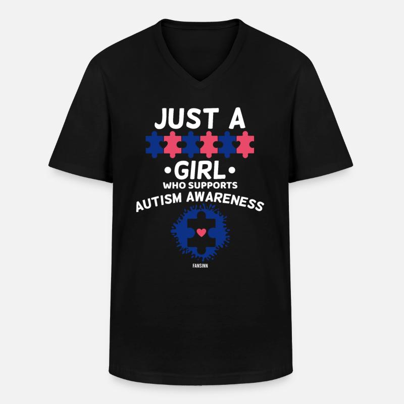 Autismus Mädchen Asperger Syndrom - Männer-T-Shirt mit V-Ausschnitt - Schwarz