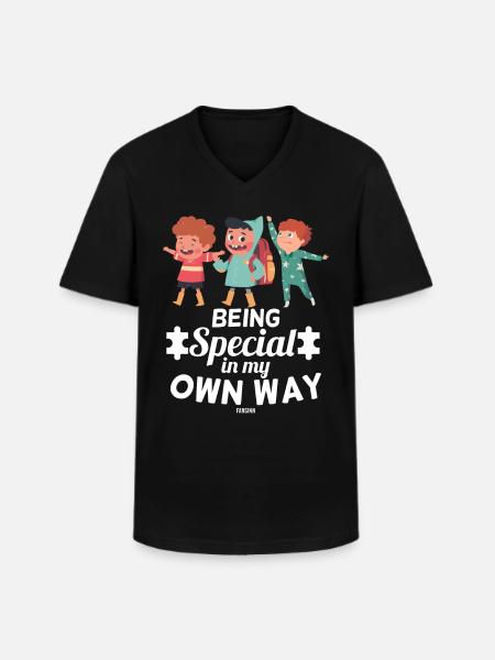 Child Autistic Friends Autism Awareness - Men's V-Neck T-Shirt - black