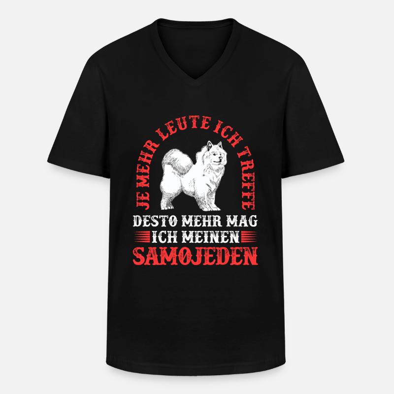 Samojede mehr mögen Samojedenspitz - Männer-T-Shirt mit V-Ausschnitt - Schwarz