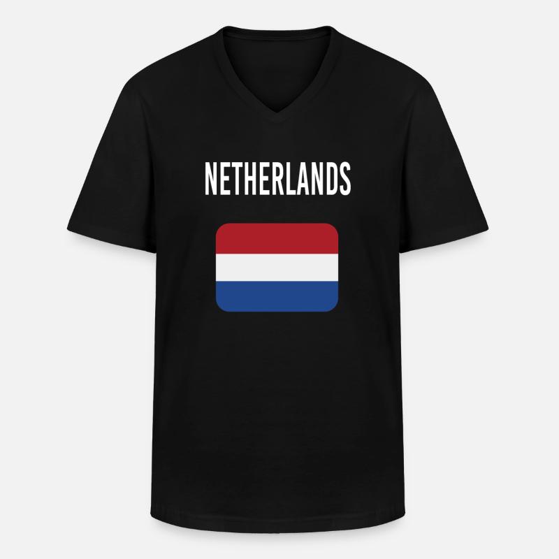 Flagge der Niederlande - Männer-T-Shirt mit V-Ausschnitt - Schwarz