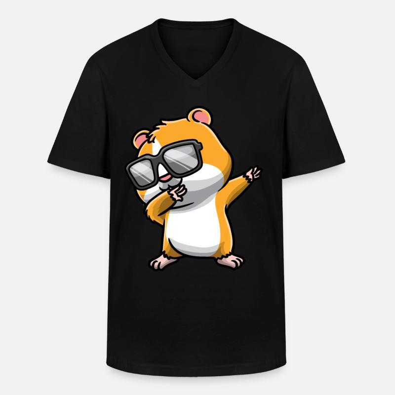 Dabbing Hamster Mit Sonnenbrille - Männer-T-Shirt mit V-Ausschnitt - Schwarz