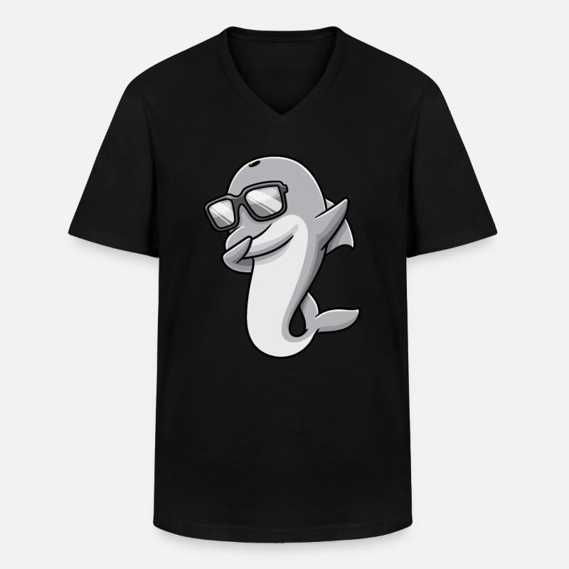 Dabbing Delphin Mit Sonnenbrille - Männer-T-Shirt mit V-Ausschnitt - Schwarz
