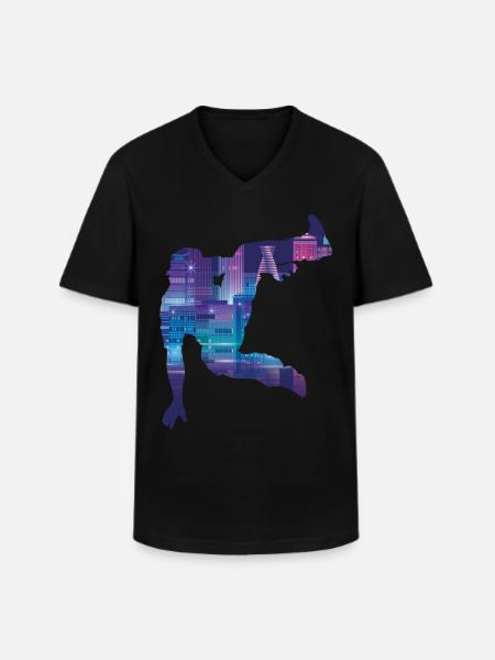 Parkour Free Running Traceur - Men's V-Neck T-Shirt - black