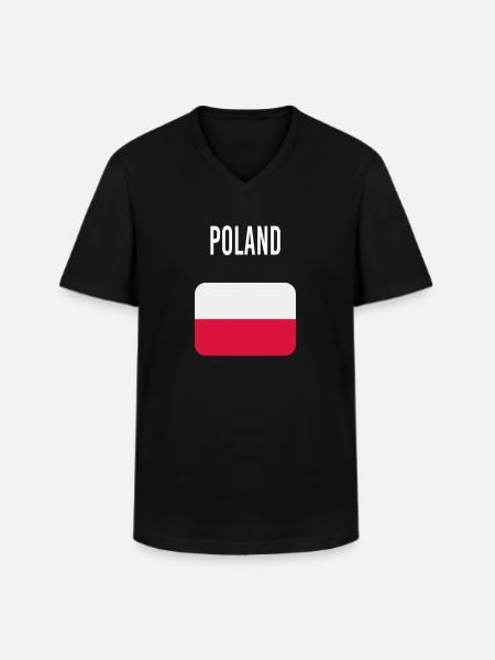 Pologne FLAG - T-shirt col V Homme - noir