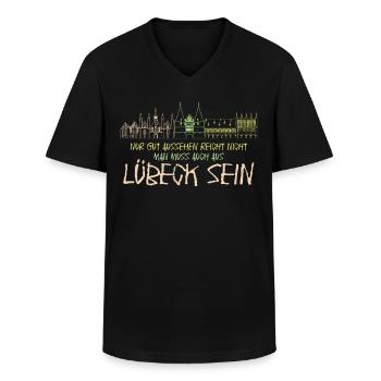 Lübeck Spruch für Lübecker - Männer-T-Shirt mit V-Ausschnitt - Schwarz - Vorne - AI Model Male 178 dark (178cm)