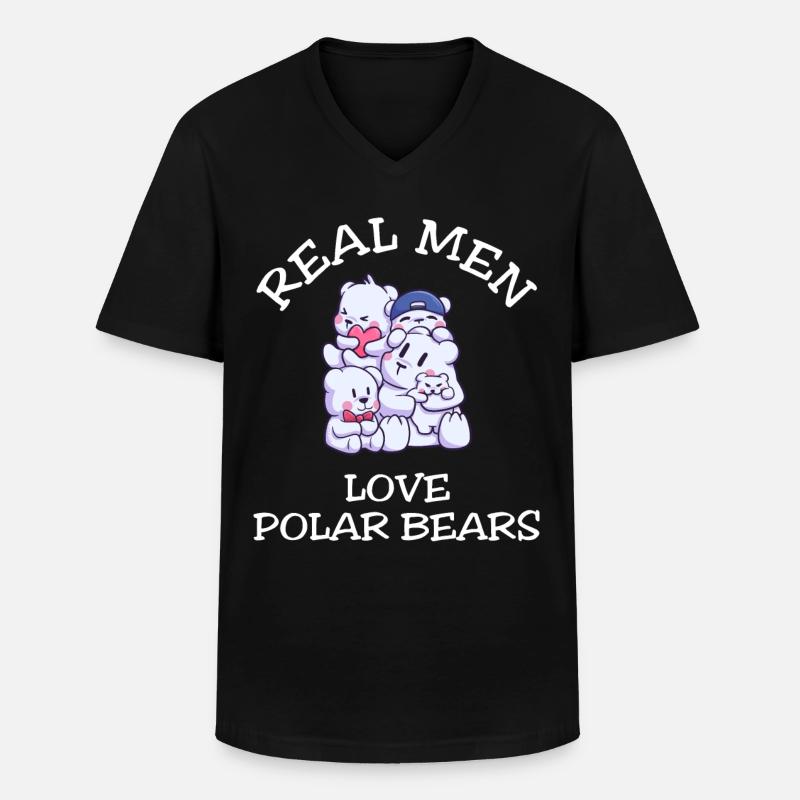 Real Men Love Polar Bears - Männer-T-Shirt mit V-Ausschnitt - Schwarz