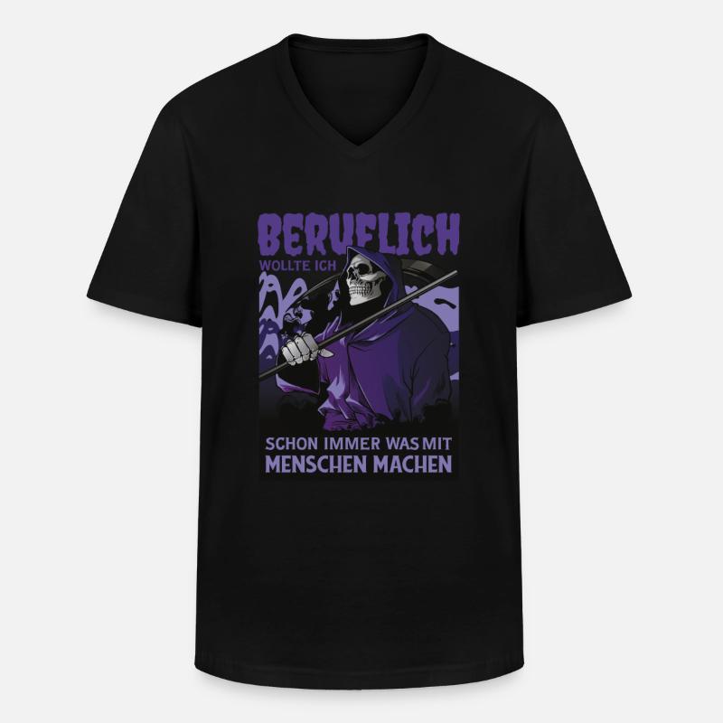 Spruch - Beruflich wollte ich schon immer was mit - Männer-T-Shirt mit V-Ausschnitt - Schwarz