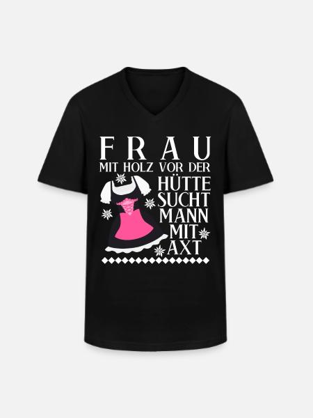 Single Frau Dirndl Alleinstehend - Männer-T-Shirt mit V-Ausschnitt - Schwarz