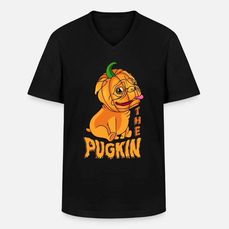Der Pugkin-süßes Oder - Männer-T-Shirt mit V-Ausschnitt - Schwarz