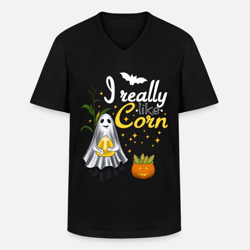 I really like corn weiß - Männer-T-Shirt mit V-Ausschnitt - Schwarz