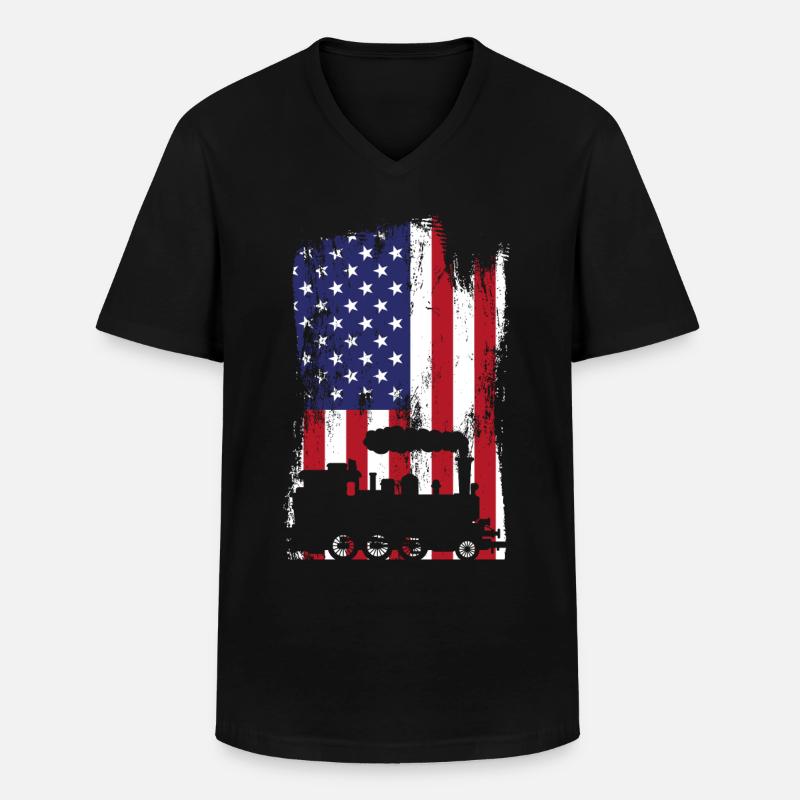 Steam Train Driver Trainspotting - Männer-T-Shirt mit V-Ausschnitt - Schwarz
