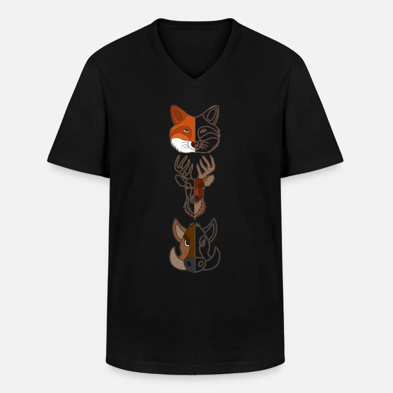 Fuchs Hirsch Wildschein Waldtier Design - Männer-T-Shirt mit V-Ausschnitt - Schwarz