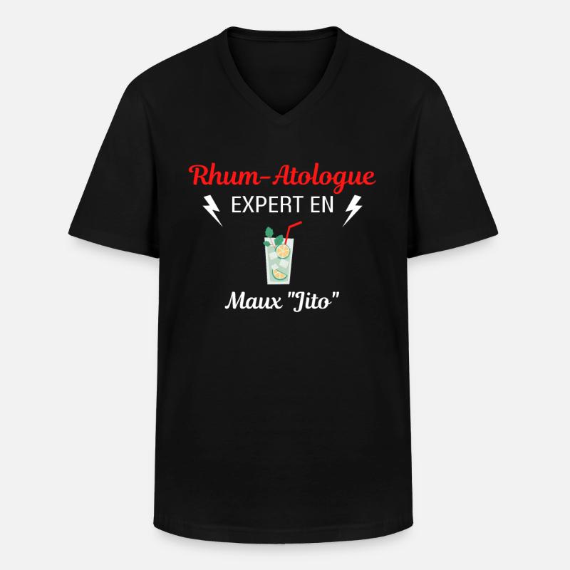Rhum-Atologue - T-shirt col V Homme - noir