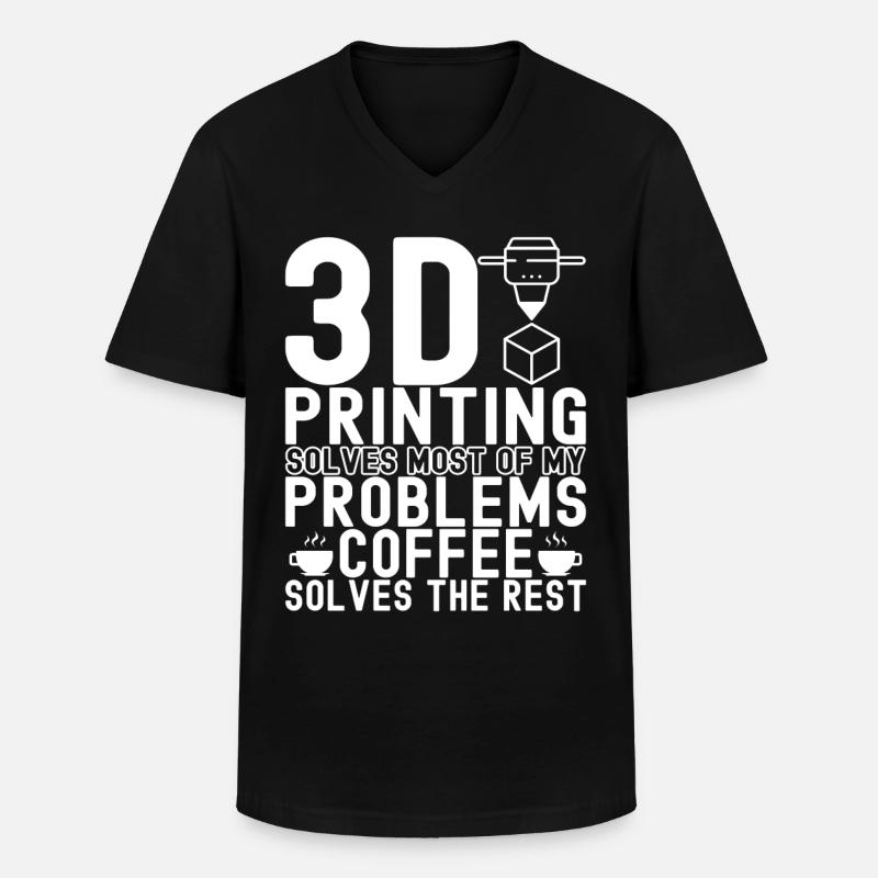 3 D Drucken - Männer-T-Shirt mit V-Ausschnitt - Schwarz