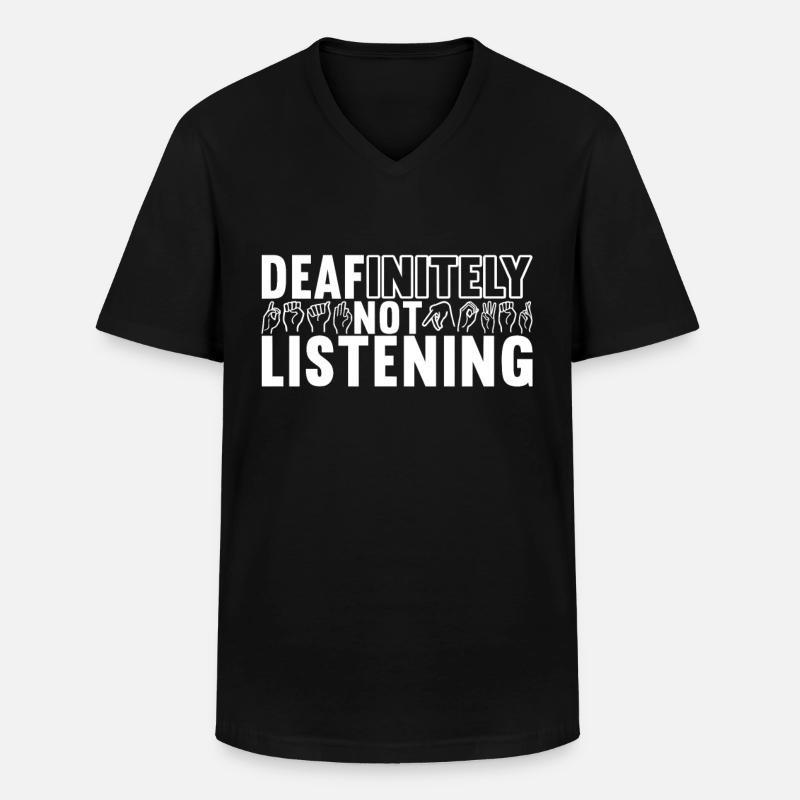 Taub Taubstumm Deaf - Männer-T-Shirt mit V-Ausschnitt - Schwarz