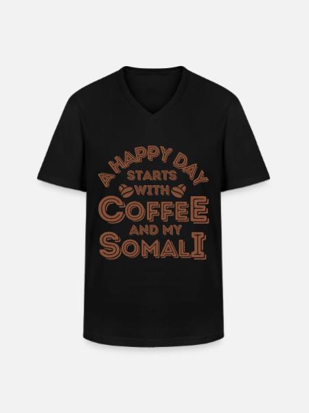 Somali Cat Coffee Cafe - Men's V-Neck T-Shirt - black