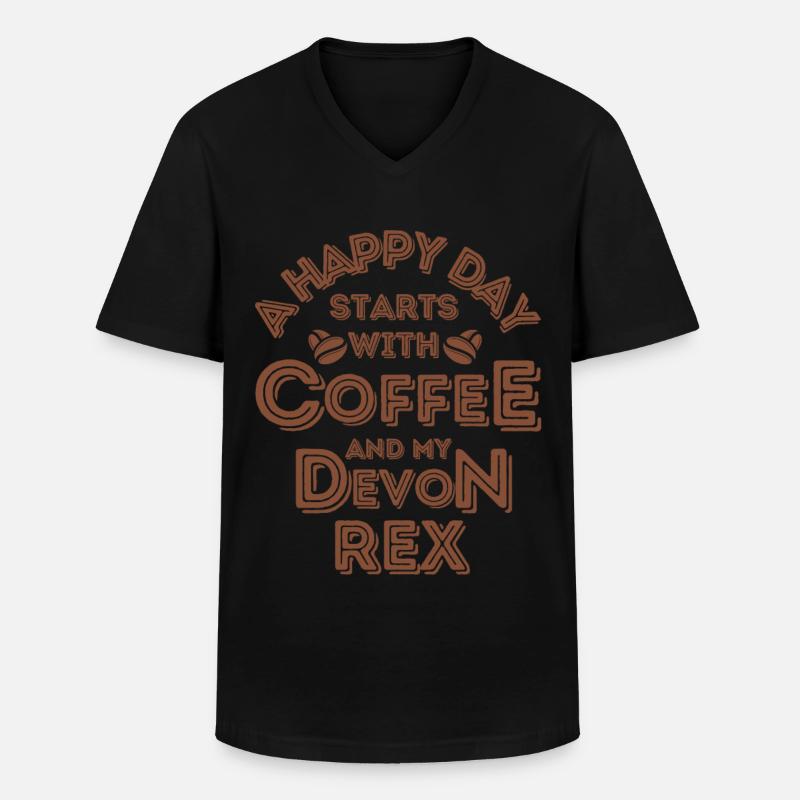 Devon Rex Cat Coffee Cafe - Men's V-Neck T-Shirt - black