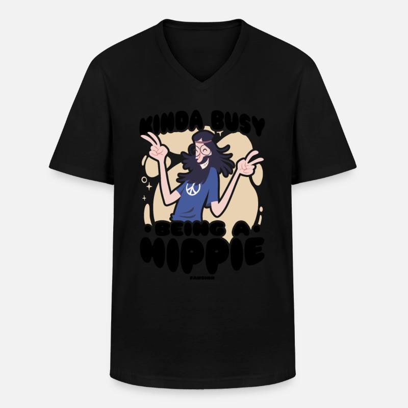 Hippie - Männer-T-Shirt mit V-Ausschnitt - Schwarz