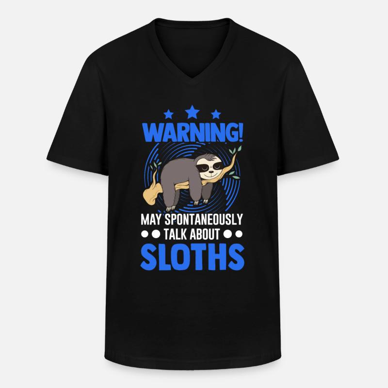 Sloth Sloth Warning - Men's V-Neck T-Shirt - black