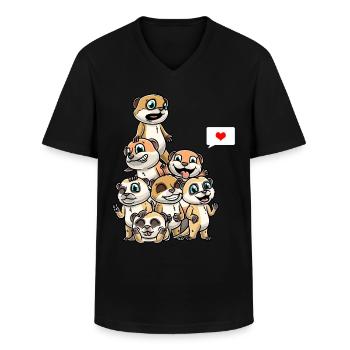 Drôle de suricate Kawaii Surikat Surikate - T-shirt col V Homme - noir - Devant - AI Model Male 178 dark (178cm)
