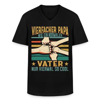 Vierfacher Papa Nachwuchs Vater 4 Kinder - Männer-T-Shirt mit V-Ausschnitt - Schwarz - Vorne - AI Model Male 178 dark (178cm)